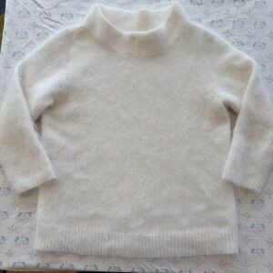 Fuzzy Angora Wool Blend Feminine Ivory Sweater by Moth Anthropologie Womens L